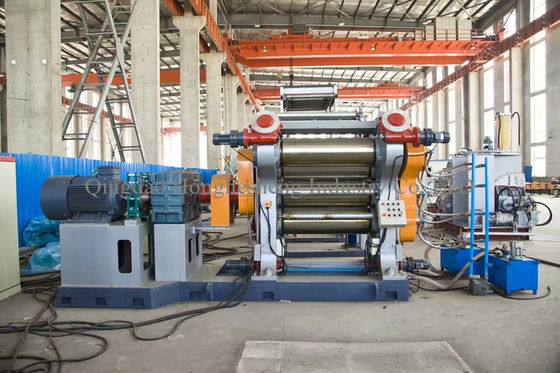 Chilled Cast Iron PLC Four Roll Calender Machine For Rubber Coating